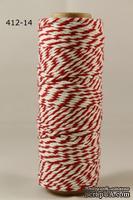 Хлопковый шнур от Baker's Twine - Red, 2 мм, цвет красный/белый, 1 м