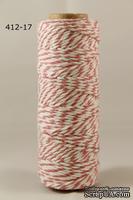 Хлопковый шнур от Baker's Twine - Seafoam, 2 мм, цвет розовый/белый, 1 м
