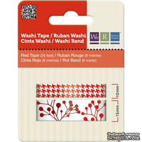 Бумажный скотч Washi Tape Red, длина 16 м, ширина 10-15 мм, 2 шт.