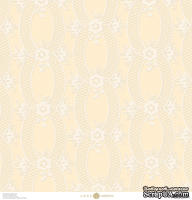 Лист скрапбумаги с бархатным напылением от Anna Griffin Paper - Eleanor Flocked Cream, 30 x 30