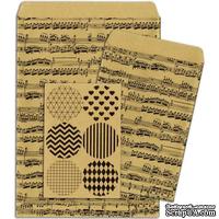 Конверты-пакетики из крафт-бумаги BoBunny - Kraft Gift Bags Music Notes