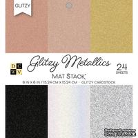 Набор кардстока DCWV Glitzy Metallics W/Glitter, 15х15 см, 24 листа, с глиттером
