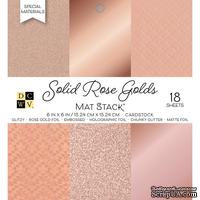 Набор кардстока DCWV Solid Rose Golds, 15х15 см, 18 листов, розовое золото, разные текстуры