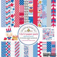 Набор кардстока от Doodlebug Cardstock - patriotic picnic, двусторонний, 30,5 x 30,5 см - ScrapUA.com