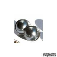 Набор брадсов Eyelet Outlet - Pearl Brads Silver Edge Pewter, цвет серый металлик, в серебристой оправе, 12 мм, 10 штук - ScrapUA.com