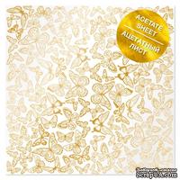 Ацетатный лист с фольгированием Golden Butterflies 30,5х30,5 см, ТМ Фабрика Декора
