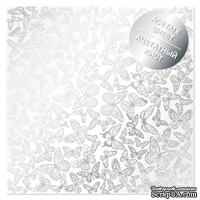 Ацетатный лист с фольгированием Silver Butterflies 30,5х30,5 см, ТМ Фабрика Декора