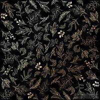 Аркуш одностороннього паперу з фольгуванням, дизайн Golden Branches Black, 30,5см х 30,5см, ТМ Фабрика Декору - ScrapUA.com