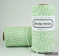 Хлопковый шнур от Divine Twine - Green Apple, 1 мм, цвет салатовый/белый, 1м