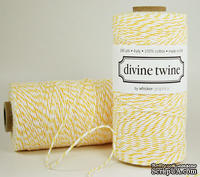 Хлопковый шнур от Divine Twine - Lemon, 1 мм, цвет желтый/белый, 1м