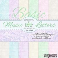 Набор скрапбумаги LemonCraft - Music Letters Basic, фоновые дизайны, 30х30 см, с бонусом