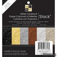 Набор кардстока с глиттером DCWV - Glitter Neutral Specialty Stack, 15х15 см, 18 листов