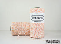 Хлопковый шнур от Divine Twine - Cotton Peach, 1 мм, цвет персиковый/белый, 1м