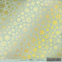 Лист односторонней бумаги с золотым тиснением от Scrapmir - Nordic Spirits - Снежинки Золото, 30x30 см