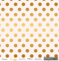Лист односторонней бумаги с золотым тиснением от Scrapmir - "Golden Dots Pink" из коллекции Every Day, 30x30 см