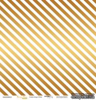 Лист односторонней бумаги с золотым тиснением от Scrapmir - "Golden Stripes White" из коллекции Every Day, 30x30 см