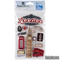 Объемные наклейки от Paper House 3D Stickers 4.5"X7.5" - Discover London, 11х19 см, 13 шт.