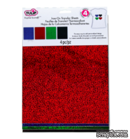 Набор термотрансферных глиттерных листов Tulip® Fashion Glitter® Shimmer Transfer Sheets, 22х28 см, красный, синий, зеленый, черный, 4 листа