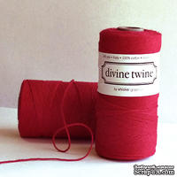 Хлопковый шнур от Divine Twine - Red Solid, 1 мм, цвет красный, 1м