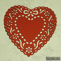 Высечки от Gallery Tools - Сердце с цветами и бантом, размер 8,5х8,5 см, цвет красный