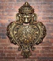 Гипсовый декор "Лев с щитом" под бронзу от Е.В.А, размер 9,5х6,9см
