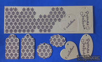 Набор тэгов из плотного крафт-картона с принтом "Дамаск", толщина 1,3мм, 12 штук