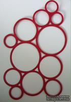 Вырубка картона - Каскад из колец, приблизительные размеры в см: 10,5 x 15,3 цвет красный
