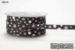 Лента GROSGRAIN/BUBBLE DOT, цвет BLACK/WHITE, ширина 9,5мм, длина 90 см - ScrapUA.com