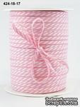Лента Solid/Diagonal Stripes, цвет розовый/белый, ширина 3 мм, длина 90 см - ScrapUA.com