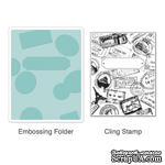 Папка для тиснения + Штамп от Sizzix - Textured Impressions Embossing Folder w/Stamp - Postage &amp; Frame Set - ScrapUA.com