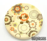 Деревянная пуговица Multicolor Flower Pattern  B15466, диаметр 3 см, 1 шт. - ScrapUA.com
