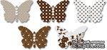 Бабочки из веллума с рисунком Jenni Bowlin Vellum Embellished Butterflies - Brown, 5 штук, цвет коричневый - ScrapUA.com