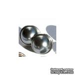 Набор брадсов Eyelet Outlet - Pearl Brads Silver Edge Pewter, цвет серый металлик, в серебристой оправе, 12 мм, 10 штук - ScrapUA.com