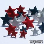 Набор брадсов Eyelet Outlet - Red, White, Blue Star Brads - Звезды красные-синие-белые, 18 штук - ScrapUA.com