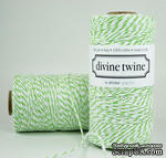 Хлопковый шнур от Divine Twine - Green Apple, 1 мм, цвет салатовый/белый, 1м - ScrapUA.com