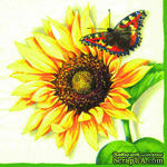 Салфетка &quot;Подсолнух и бабочка&quot;, цвет кремовый, 33х33см, 1 шт. - ScrapUA.com
