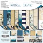 Набор двусторонней бумаги от Scrapmir - Nautical Graphic , 30х30см, 11шт - ScrapUA.com