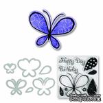 Набор лезвий с штампиками от Sizzix - Framelits Die Set 6PK w/Stamps - Butterflies, 6 шт. - ScrapUA.com