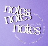 Чіпборд від Wycinanka — напис «notes», 2,5x7,5см