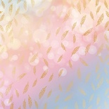 Аркуш одностороннього паперу з фольгуванням Golden Feather Bokeh effect,ТМ Фабрика Декору
