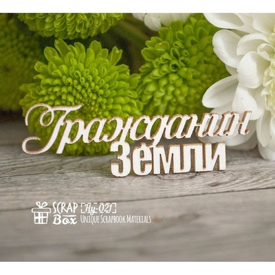 Чіпборд ScrapBox - напис Гражданин Землі Hy-021
