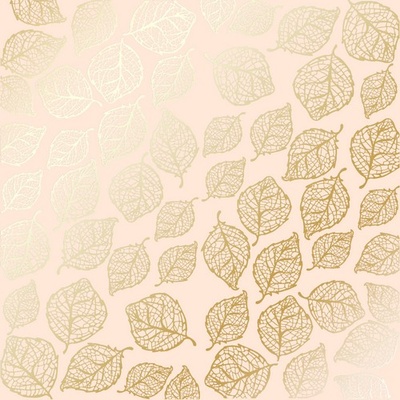 Аркуш одностороннього паперу з фольгуванням Golden Delicate Leaves Beige, ТМ Фабрика Декору