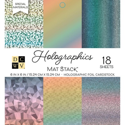 Набір кардстоку DCWV Holographics, 15x15см, 18 аркушів, голографічний металік