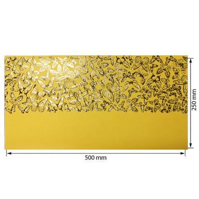Відріз екошкіри з тисненням золотою фольгою Golden Butterflies Butterflies Yellow, 50см х 25см, ТМ Фабрика Декору