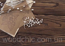 Чіпборд Завиток з листочками великий від WOODchic, 8x5.5см