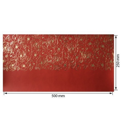 Відріз екошкіри з тисненням золотою фольгою Golden Pion Red 50x25см, ТМ Фабрика Декору