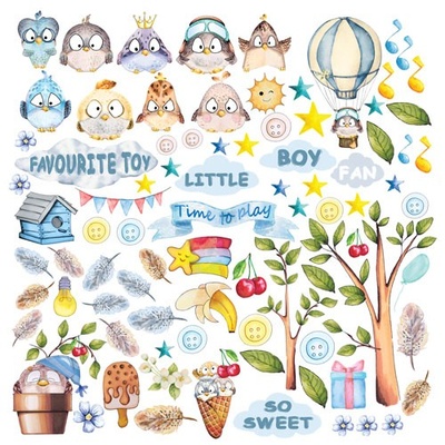 Аркуш з картинками для вирізання Cutie sparrow boy, ТМ Фабрика Декору
