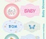 Кольоровий чіпборд-рамки від Євгенія Курдібановська ТМ - Baby Shower, 6 рамок + 6 вставок, арт.002205