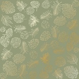 Аркуш одностороннього паперу з фольгуванням Golden Tropical Leaves Olive,ТМ Фабрика Декору