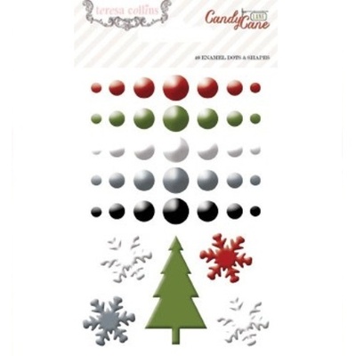 Емалеві прикраси Teresa Collins - Candy Cane Lane - Enamel Dots and Shapes, 40 штук